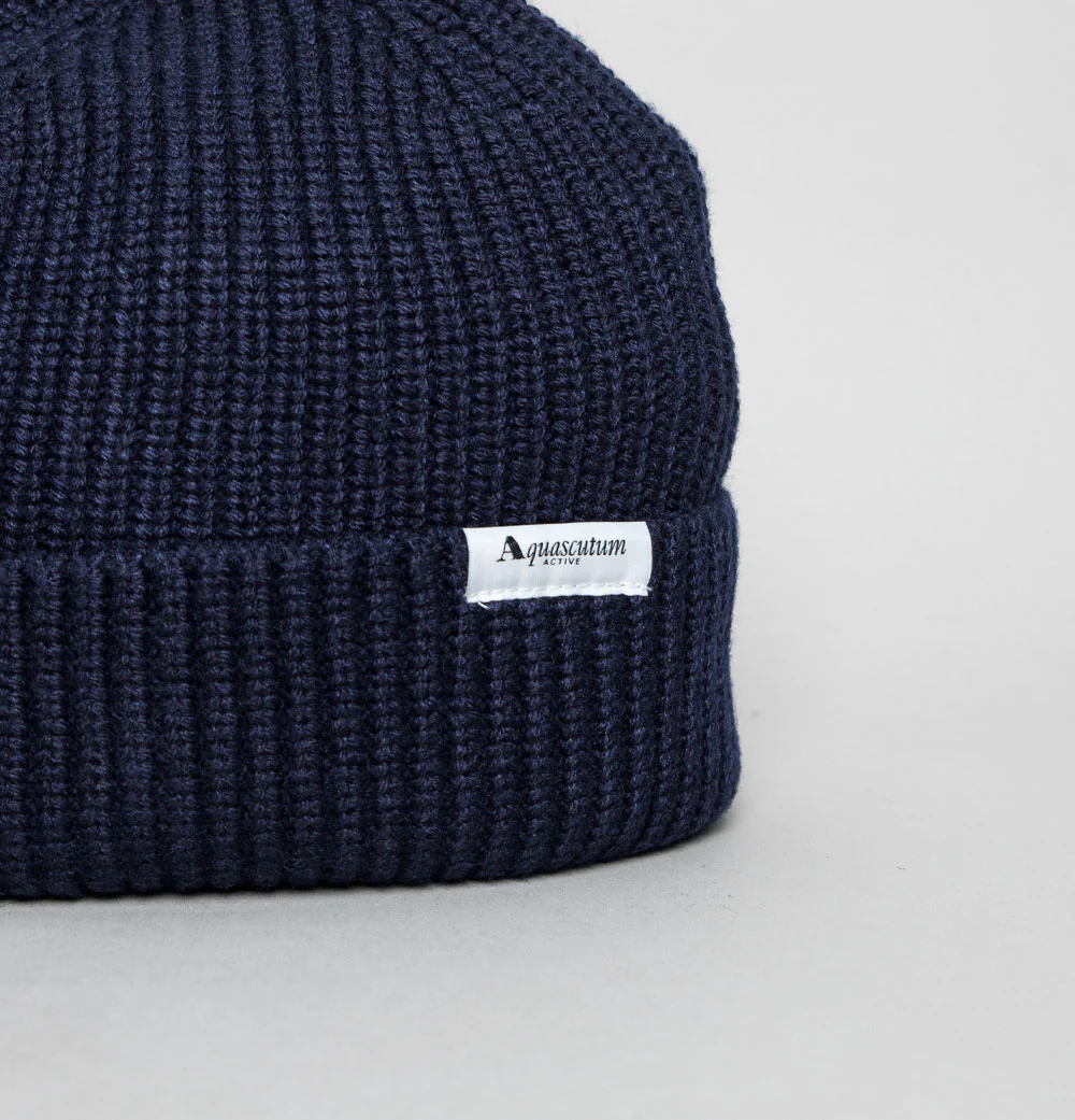 Aquascutum Active Logo Beanie Navy - Image 2