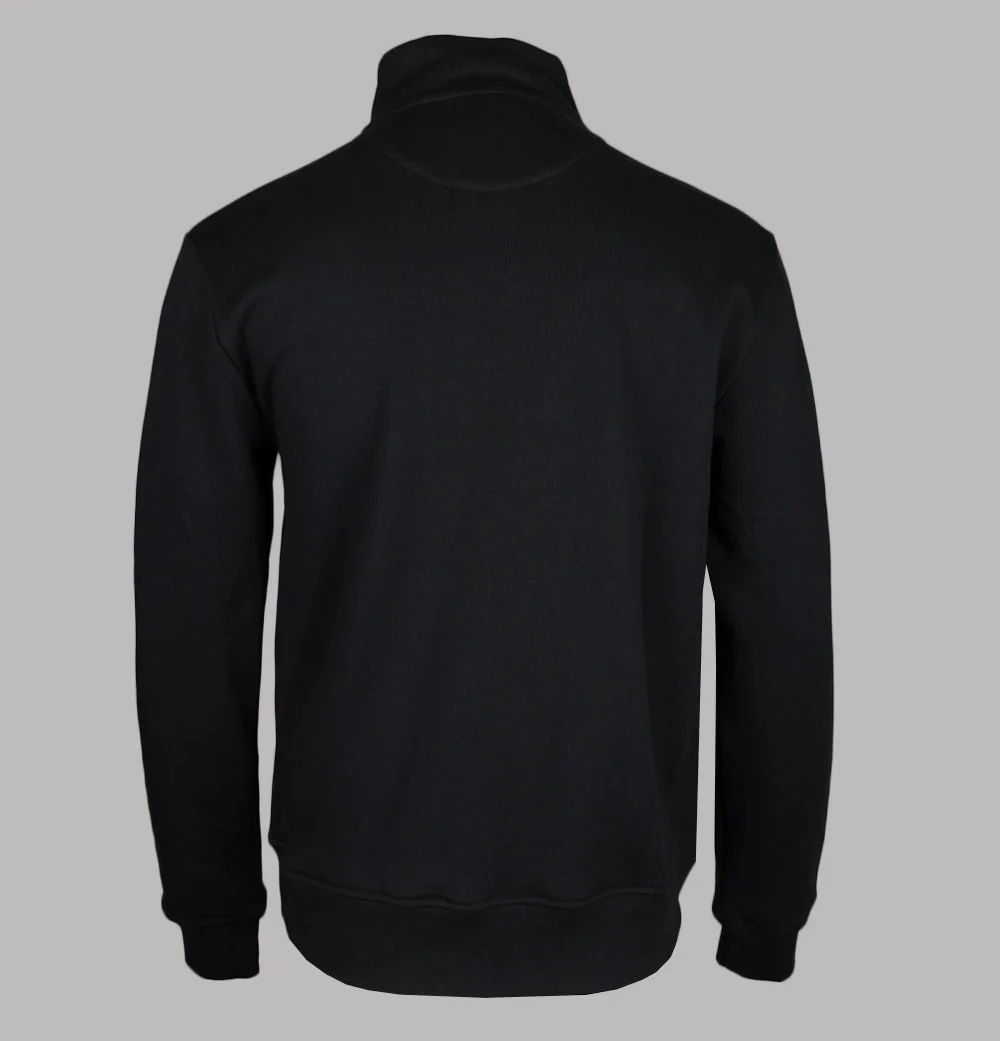 Aquascutum Centred Logo 1/4 Zip Fleece Back Sweatshirt Black - Image 2