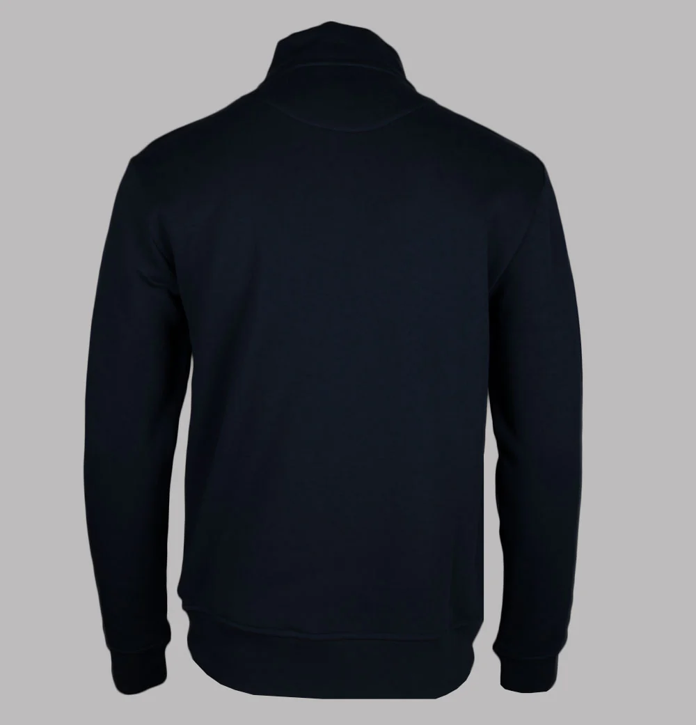 Aquascutum Centred Logo 1/4 Zip Fleece Back Sweatshirt Navy - Image 2