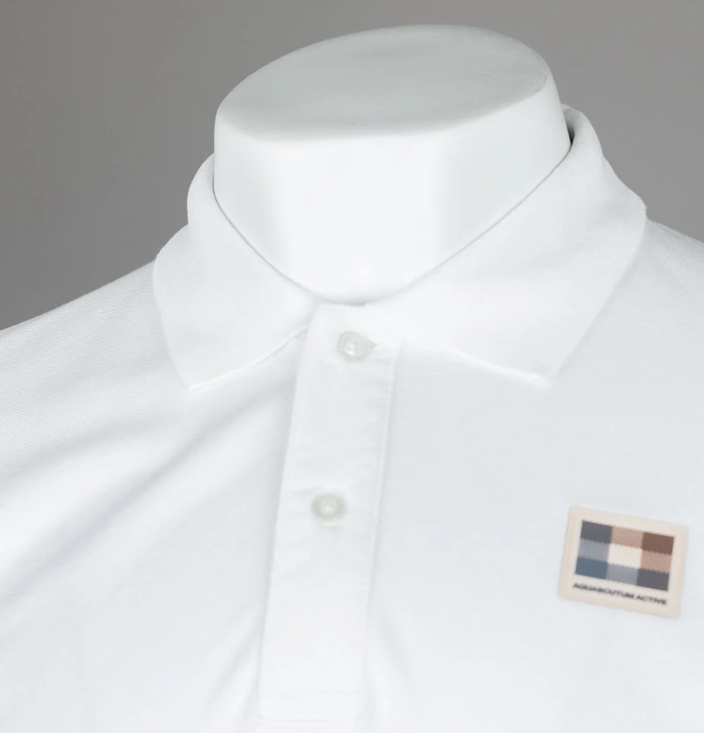 Aquascutum Check Patch Polo Shirt White - Image 3