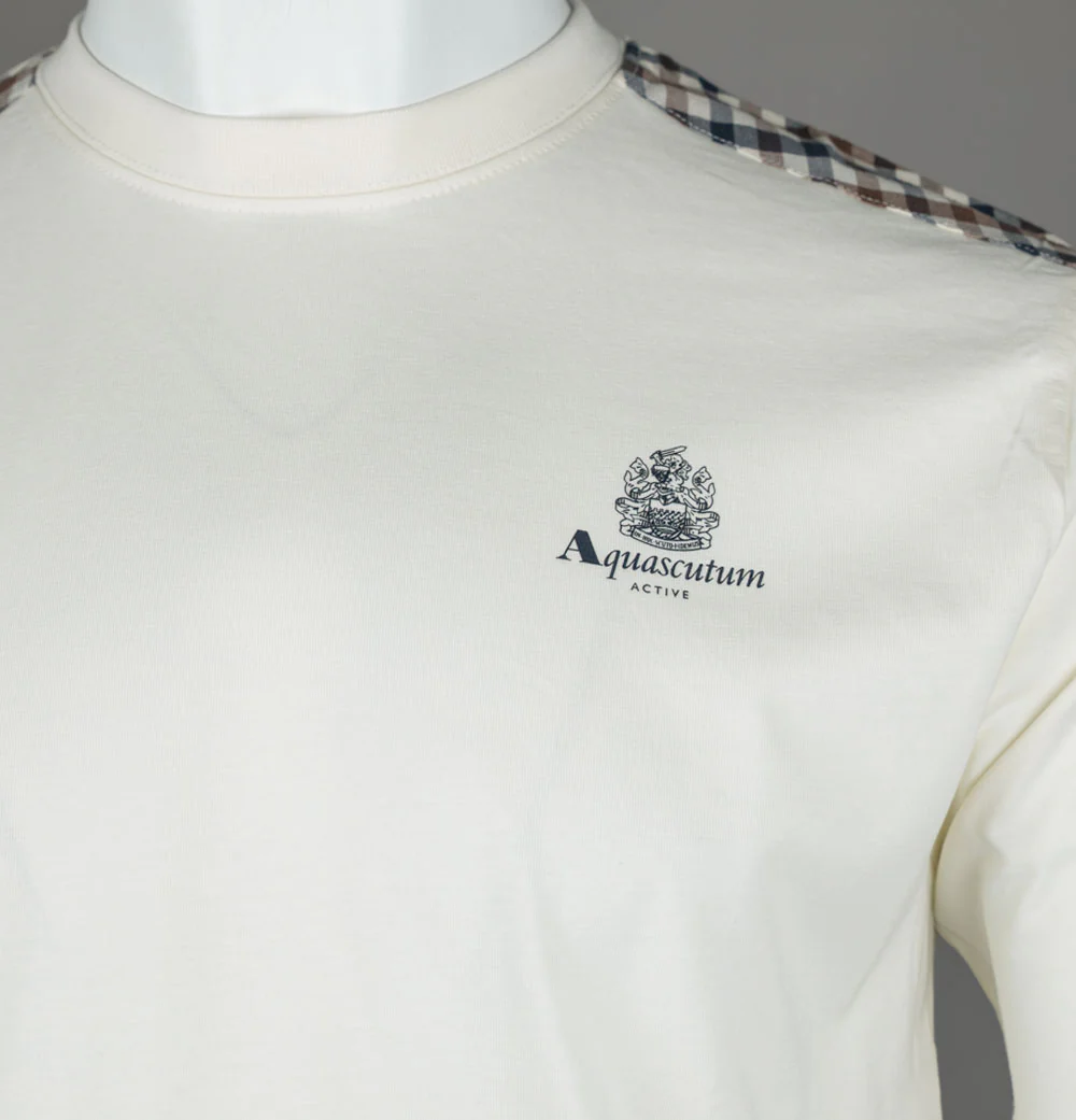 Aquascutum Club Check Details T-Shirt Old White - Image 3