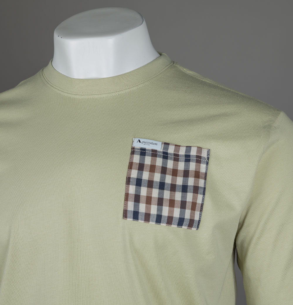 Aquascutum Club Check Pocket T-Shirt Beige - Image 3