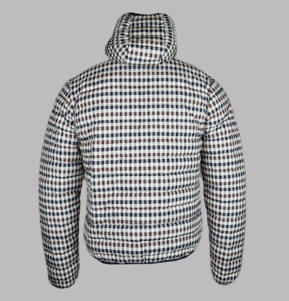 Aquascutum Hooded Lightweight Puffer Jacket Club Check - Image 2