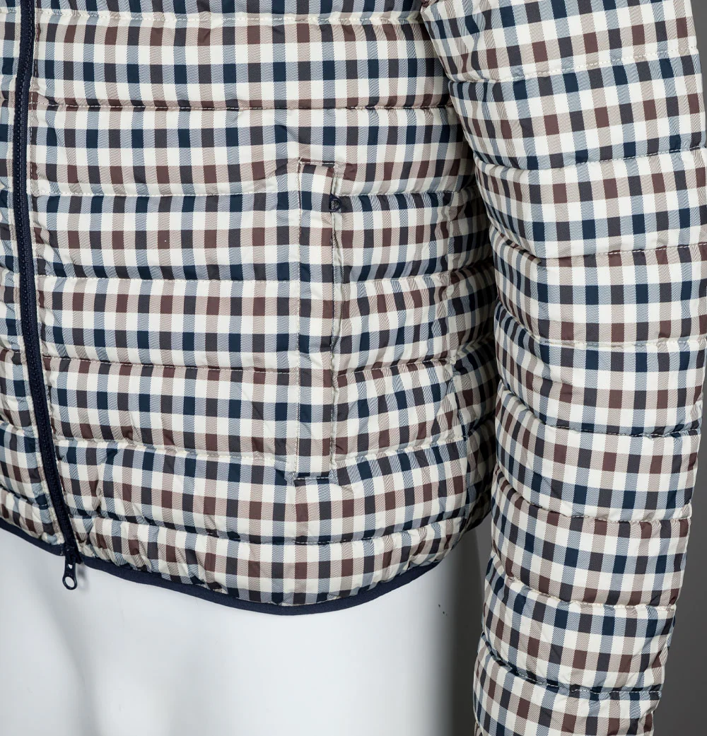 Aquascutum Hooded Lightweight Puffer Jacket Club Check - Image 4