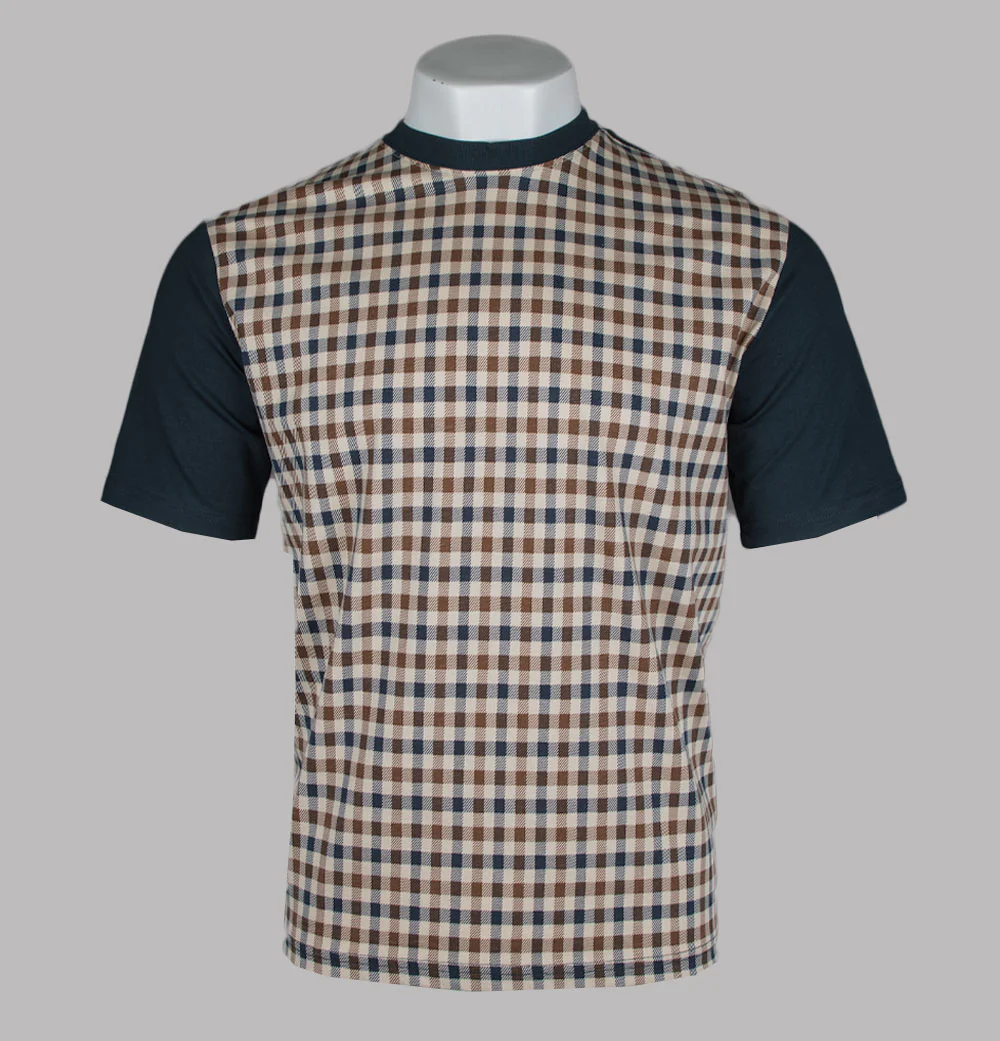 Aquascutum Iconic Front Check T-Shirt Navy