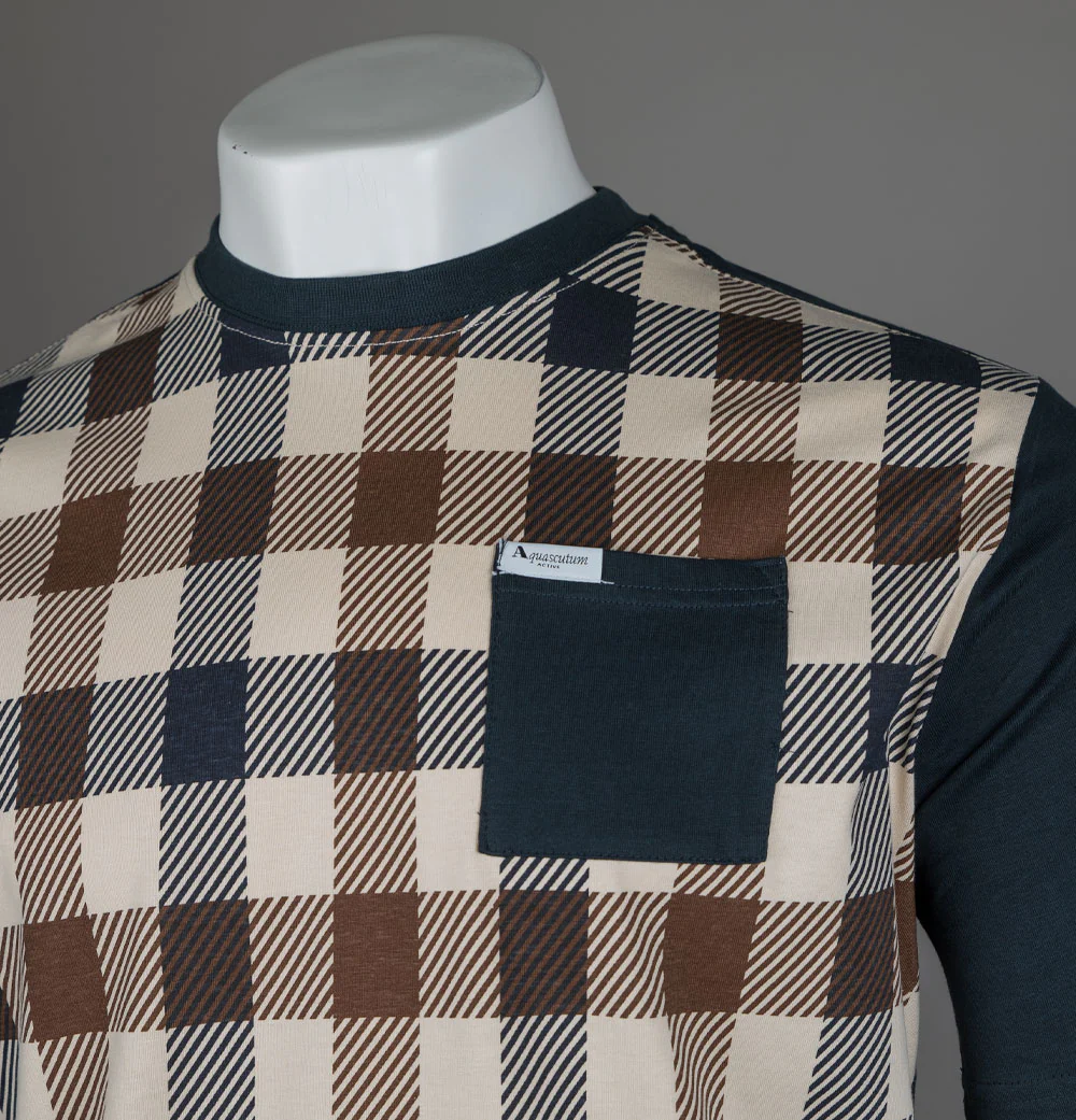 Aquascutum Macro Iconic Front Pocket T-Shirt Navy - Image 3