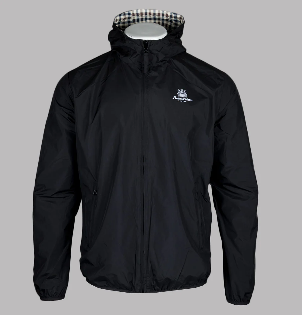 Aquascutum Reversible Hooded Sailor Jacket Black/Club Check