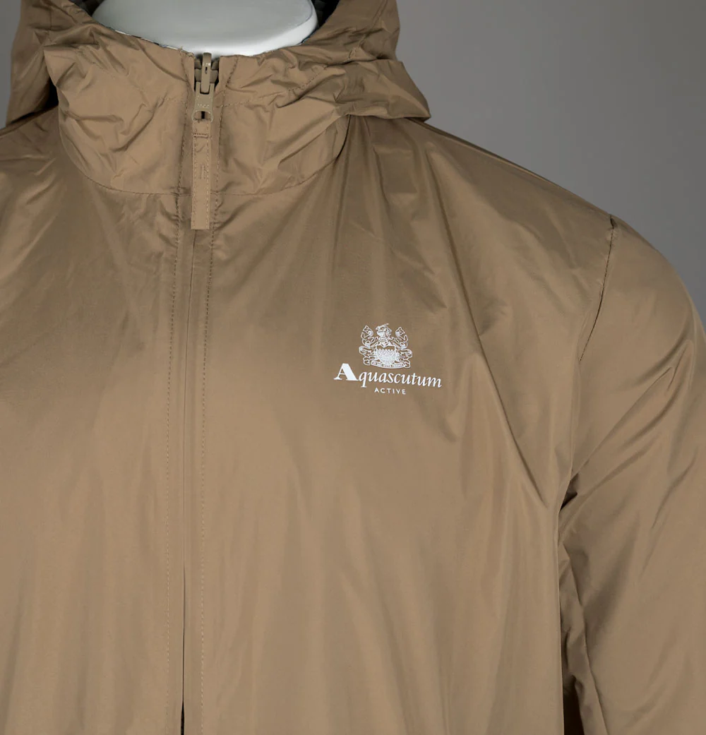 Aquascutum Reversible Hooded Sailor Jacket Khaki/Club Check - Image 4