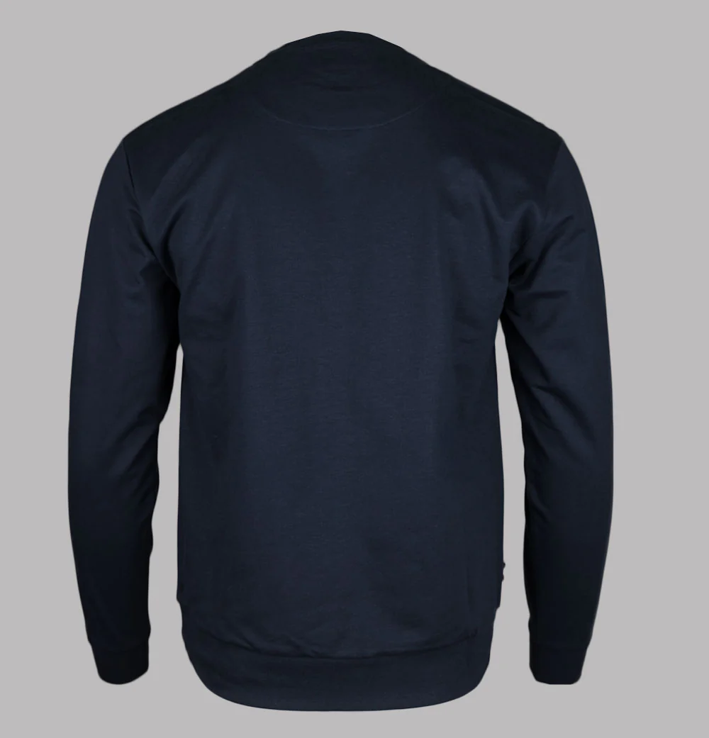 Aquascutum Small Logo Club Check Details Sweatshirt Navy - Image 2