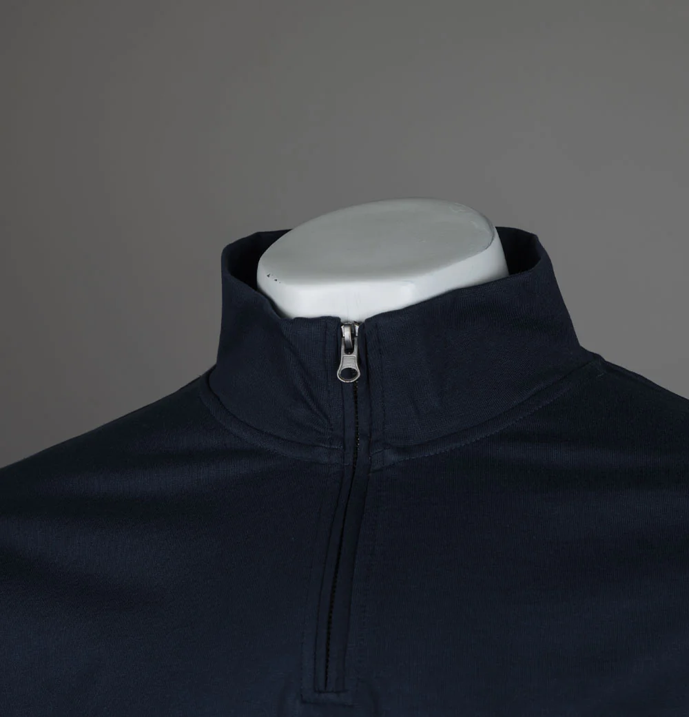 Aquascutum Small Logo Quarter Zip Sweatshirt Navy - Image 3