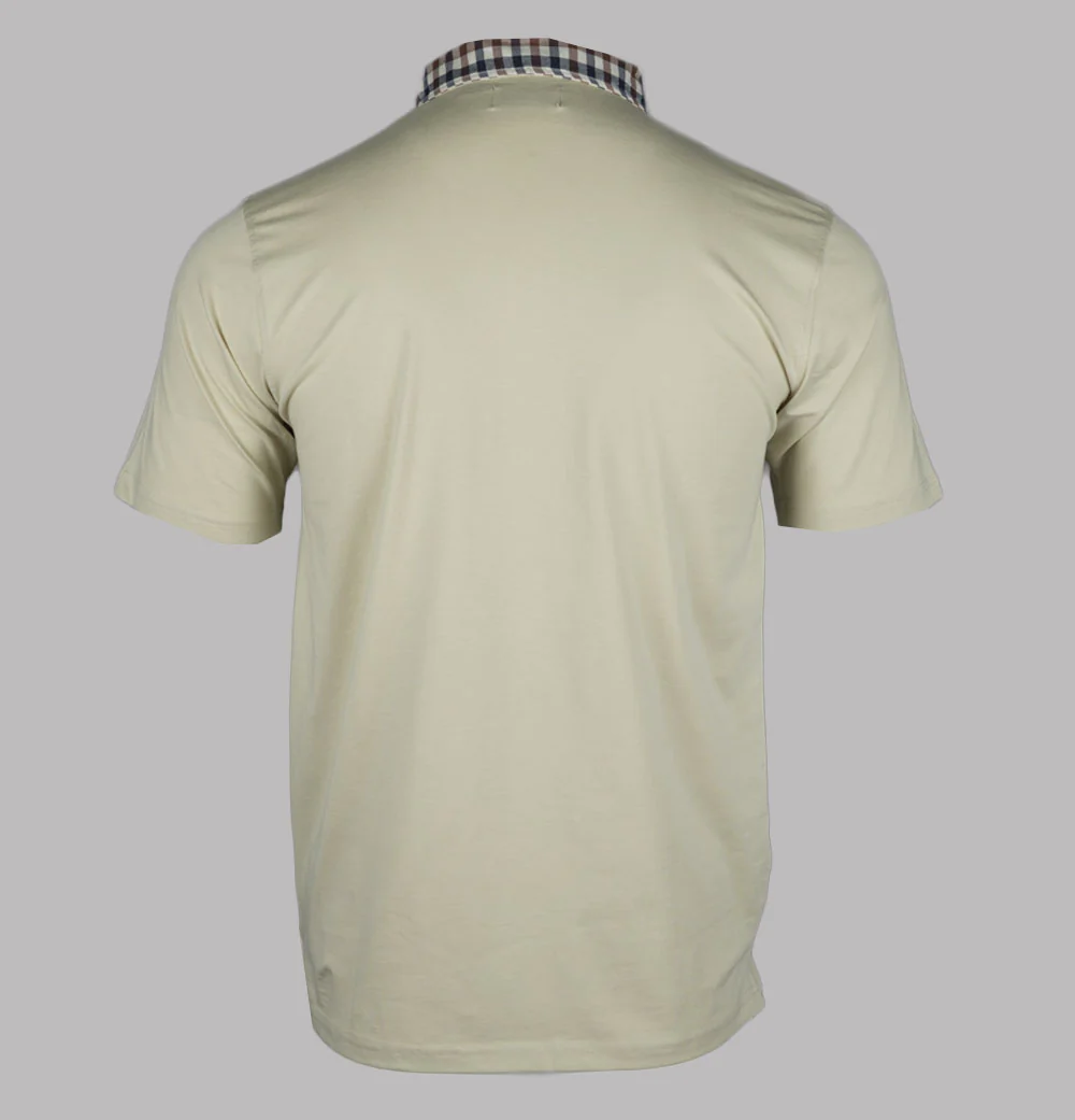 Aquascutum Supima Club Check Rib Polo Shirt Beige - Image 2