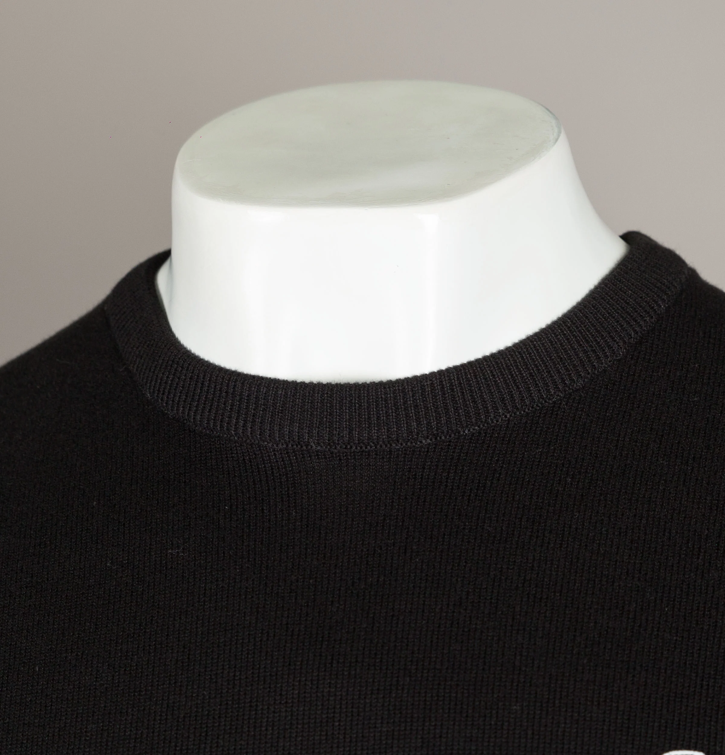 Lacoste Crew Neck Caviar Pique Accent Cotton Sweater Black - Image 4