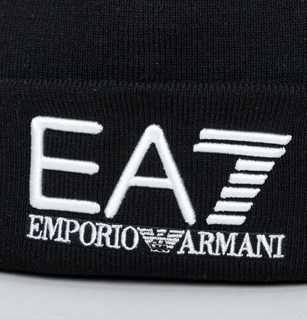EA7 Bold Logo Beanie Black - Image 3