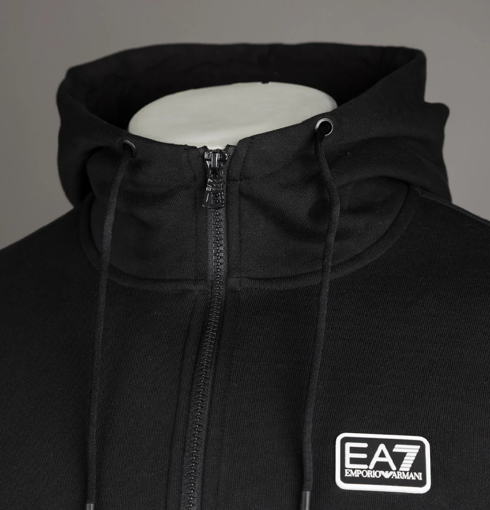 EA7 Core Identity Cotton Full Zip Up Sweatshirt Black - Image 3