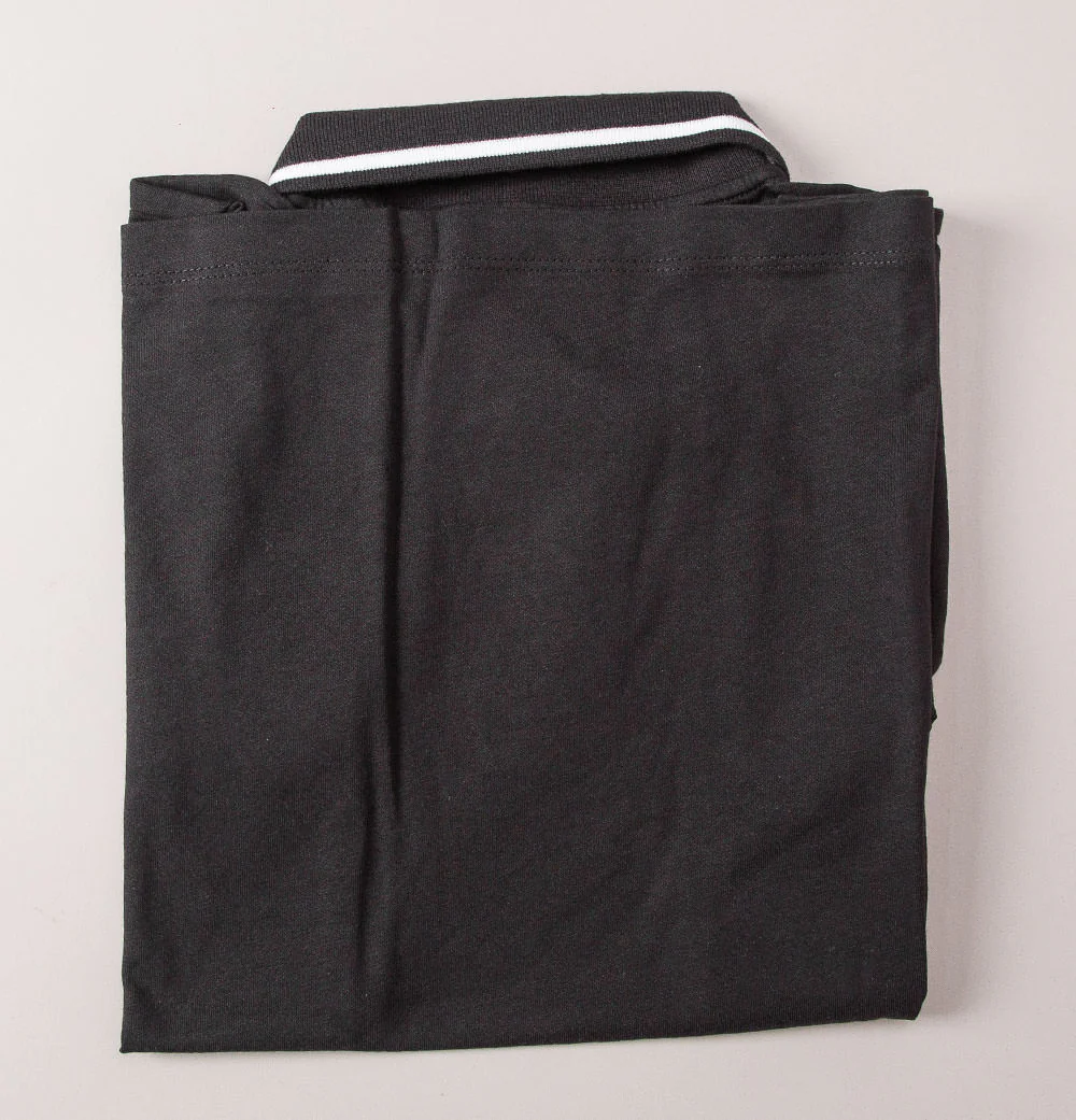 EA7 Core Stripe Collar Polo Shirt Black - Image 3