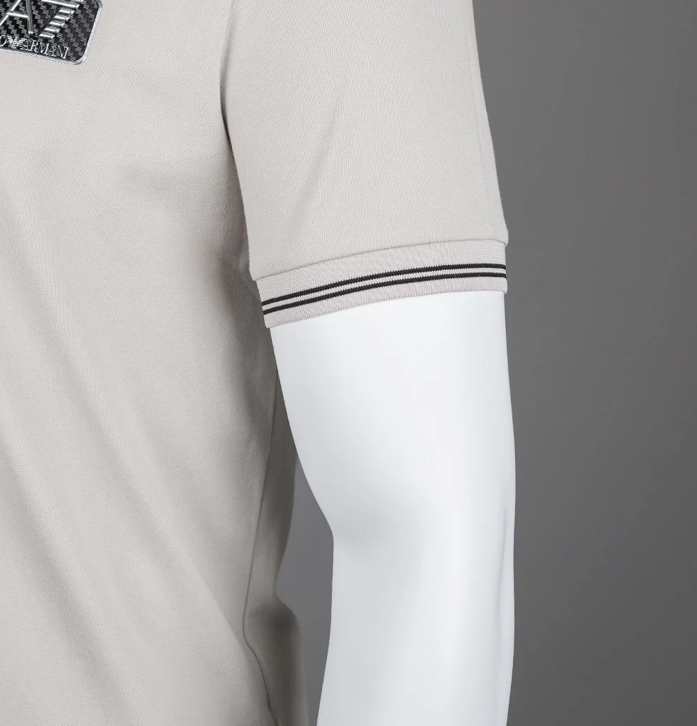 EA7 Cotton Pique Polo Shirt Silver Cloud - Image 5