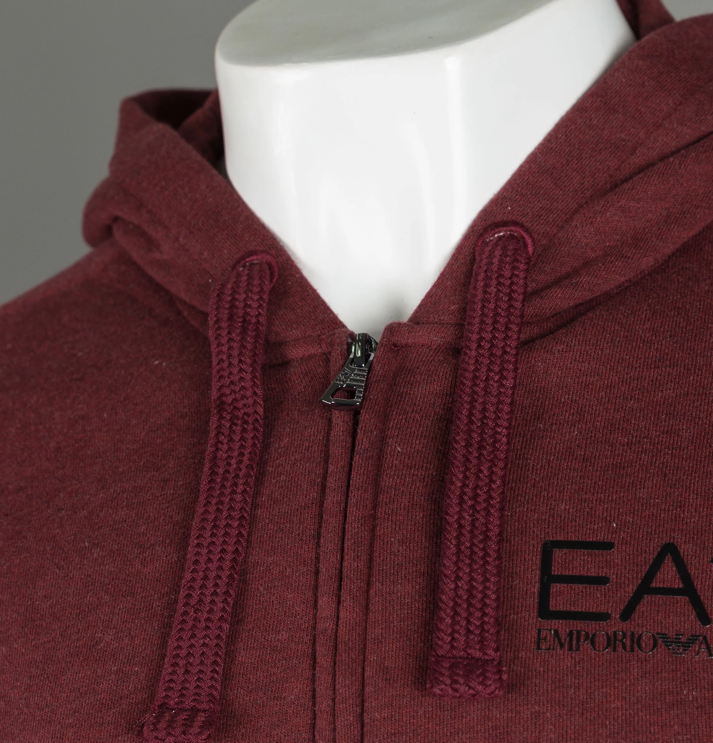 EA7 Full Zip Hooded Sweatshirt Burgundy - Image 3