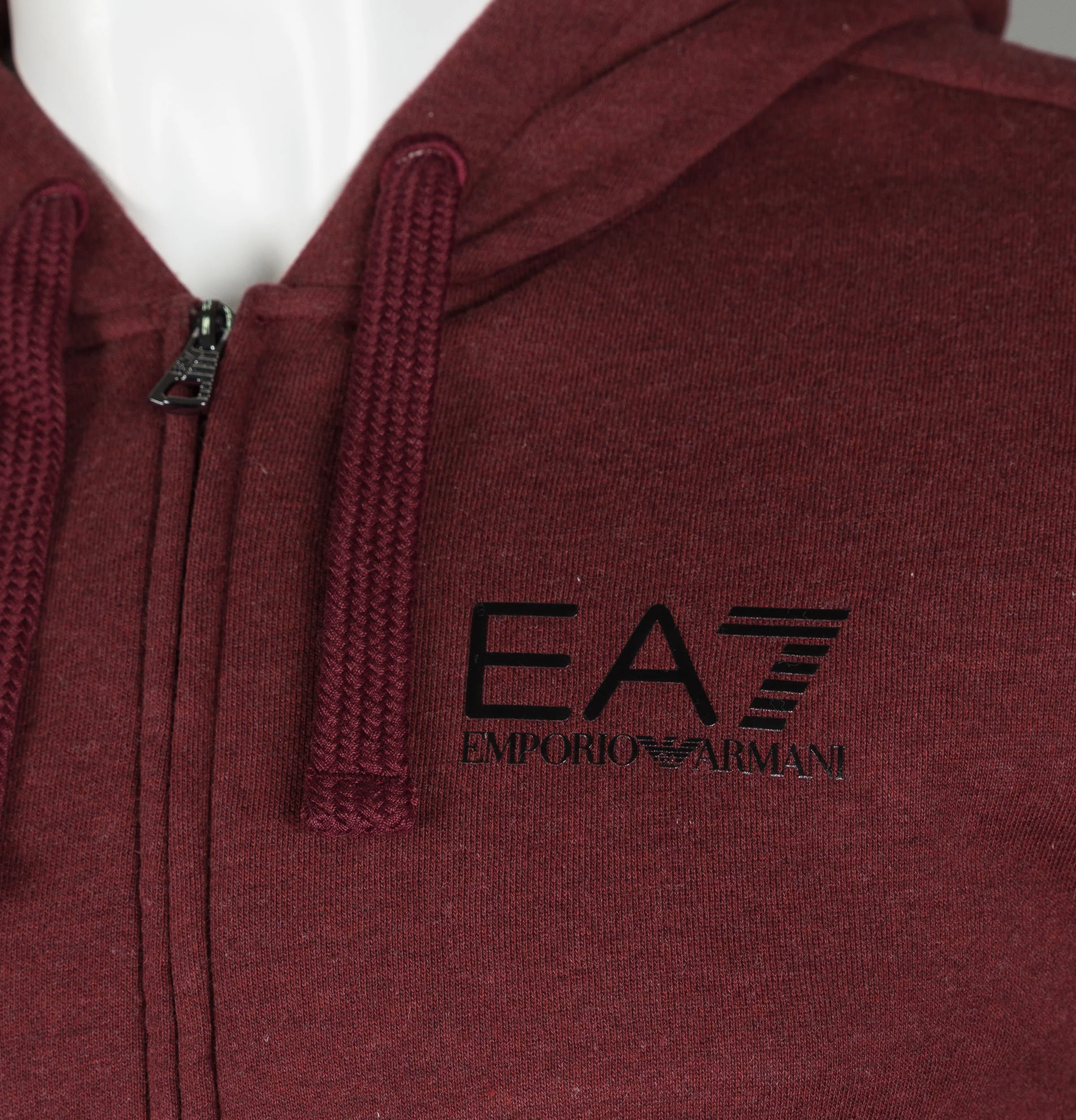 EA7 Full Zip Hooded Sweatshirt Burgundy - Image 4