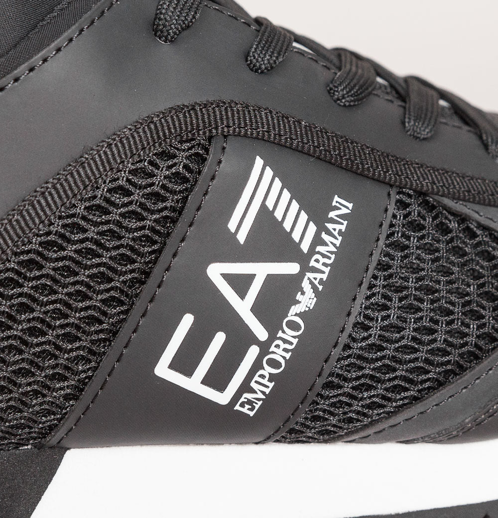 EA7 Emporio Armani Multi Logo Trainers Black/White - Image 3