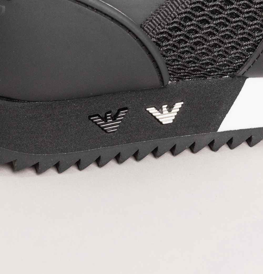 EA7 Emporio Armani Multi Logo Trainers Black/White - Image 4