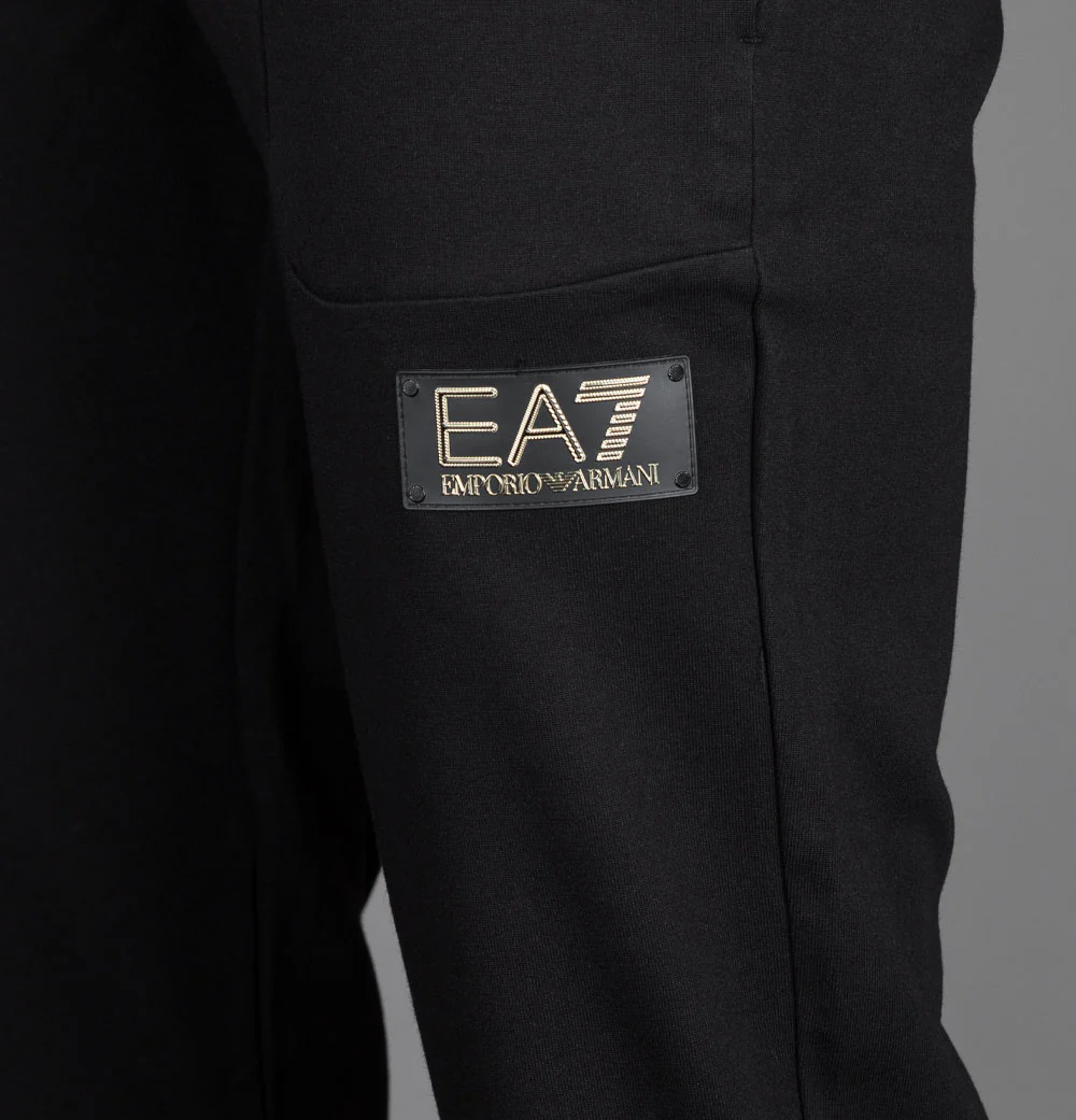 EA7 Gold Badge Logo Joggers Black - Image 4