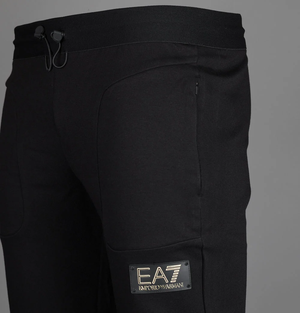 EA7 Gold Badge Logo Joggers Black - Image 6