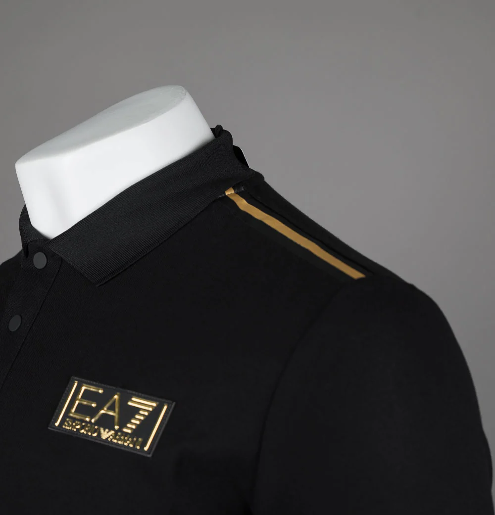 EA7 Gold Label Polo Shirt Black/Gold - Image 6