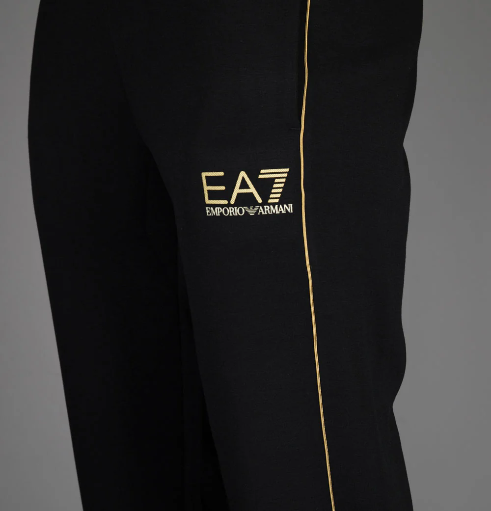 EA7 Gold Label Viscose Blend Joggers Black/Gold - Image 4