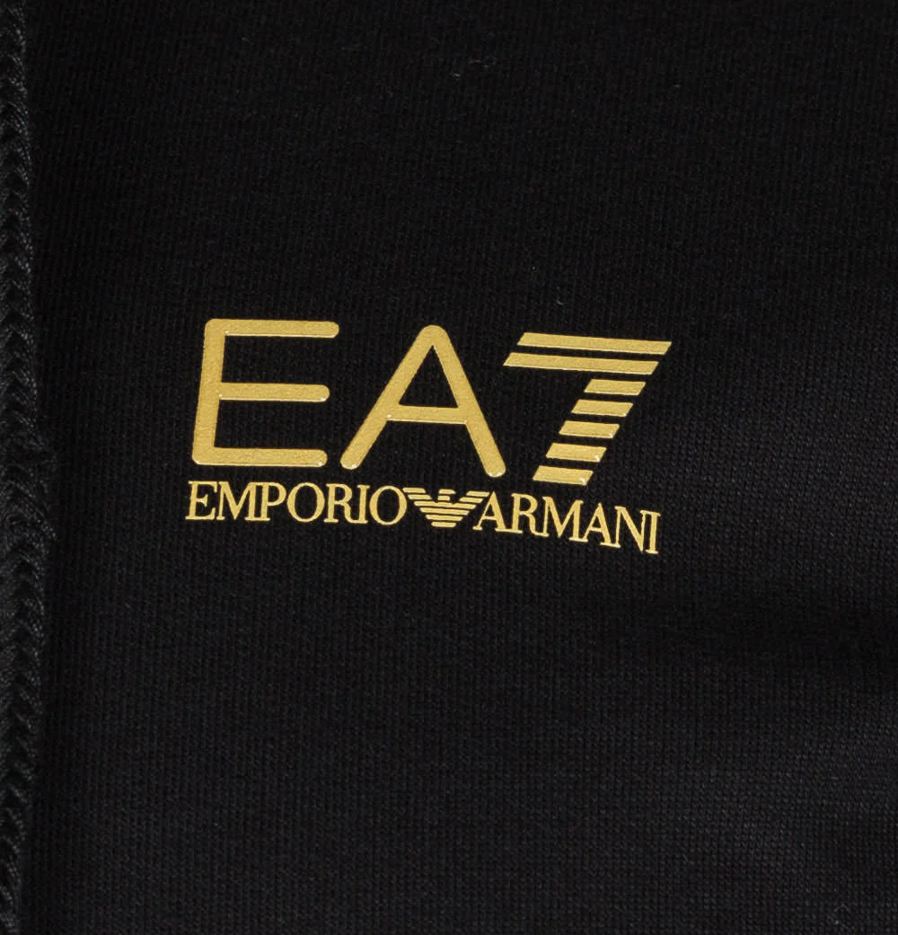 EA7 Gold Logo Full Zip Hooded Sweatshirt Black - Image 4