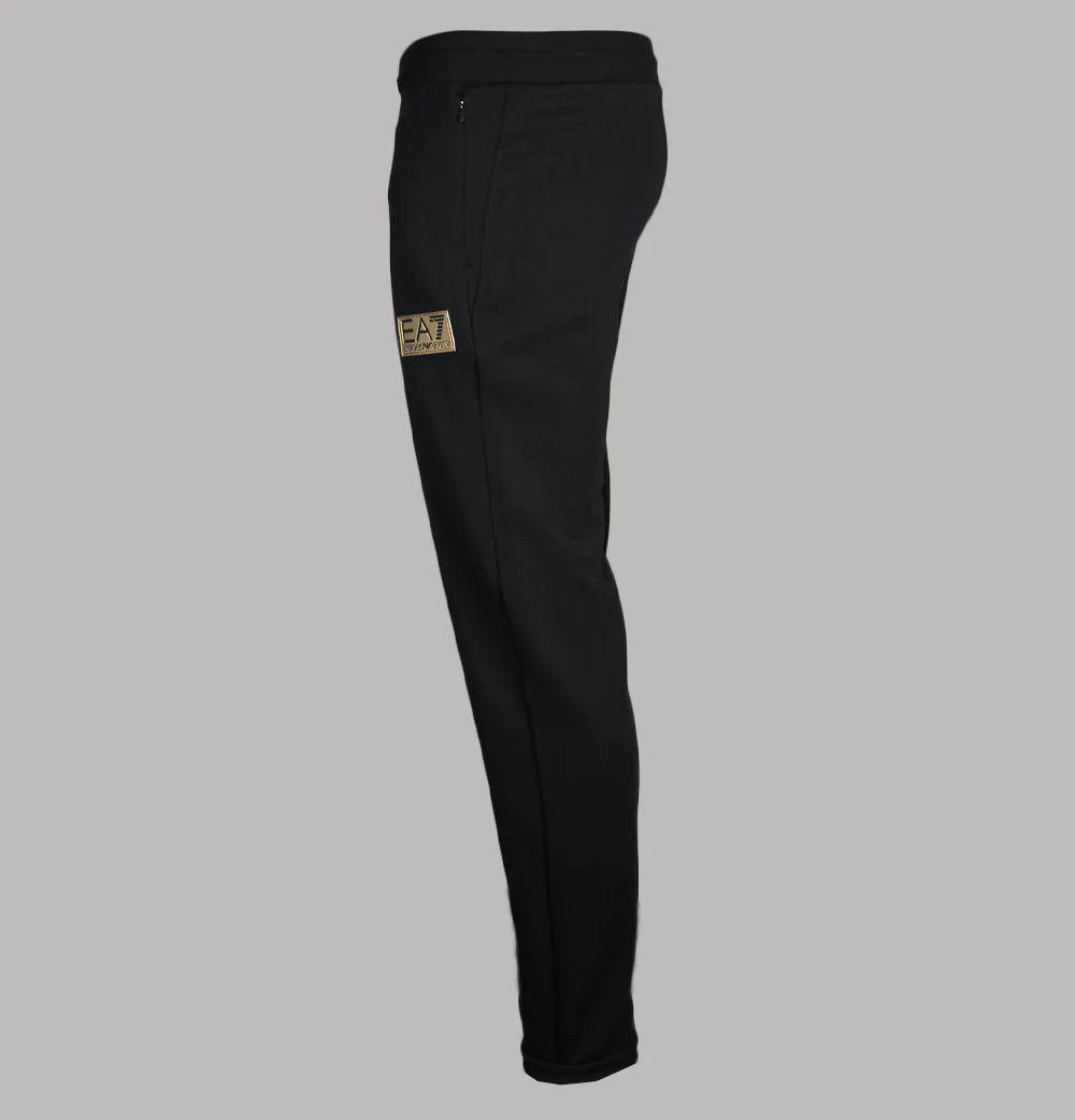 EA7 Gold Logo Joggers Black/Gold - Image 2