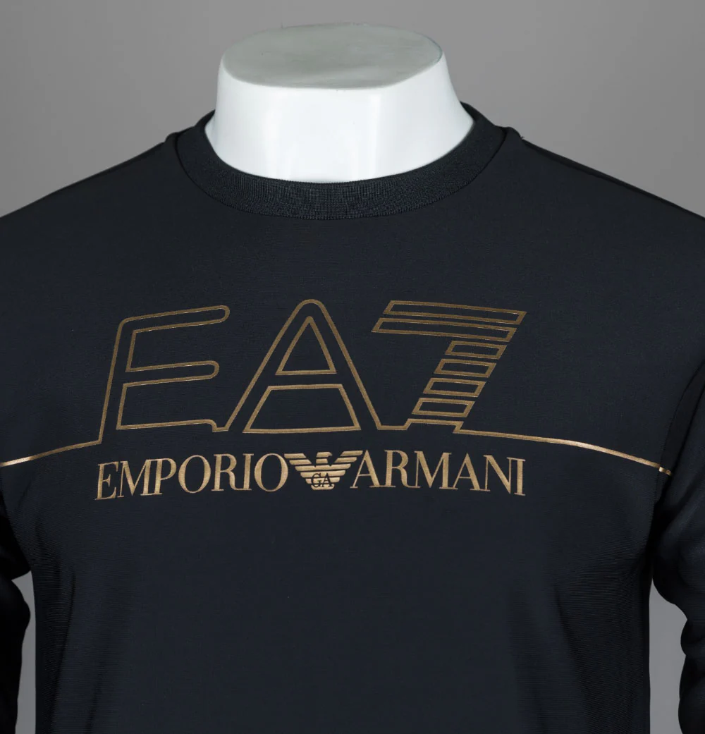 EA7 Gold Logo Poly Tech Sweatshirt Black - Image 3
