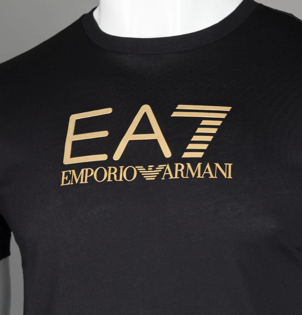 EA7 Gold Logo T-Shirt Black/Gold - Image 3