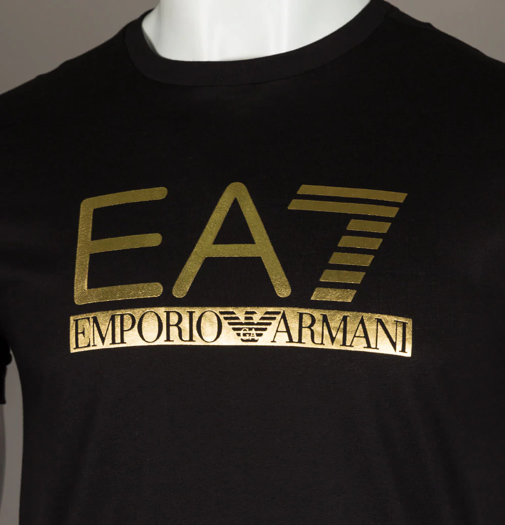 EA7 Large Gold Logo T-Shirt Black - Image 3