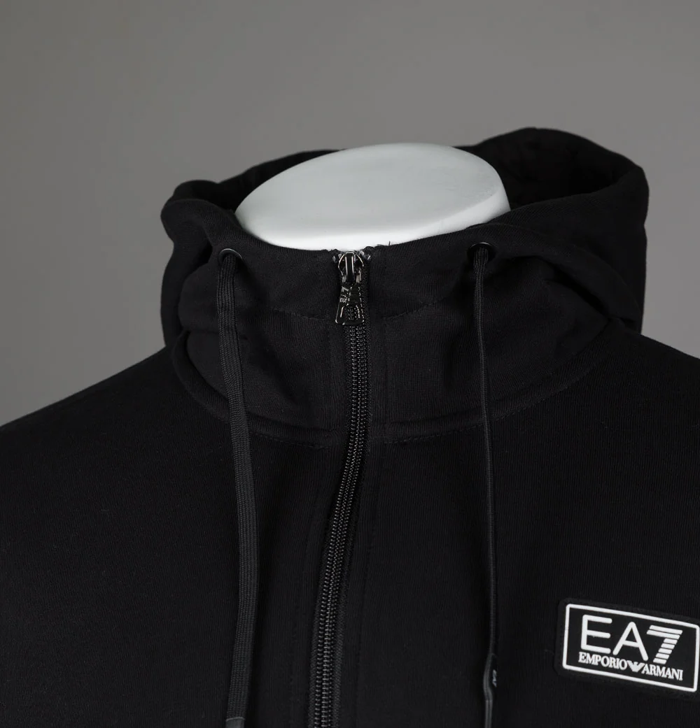 EA7 Logo Series Back Taping Full Zip Hooded Sweatshirt Black - Image 3
