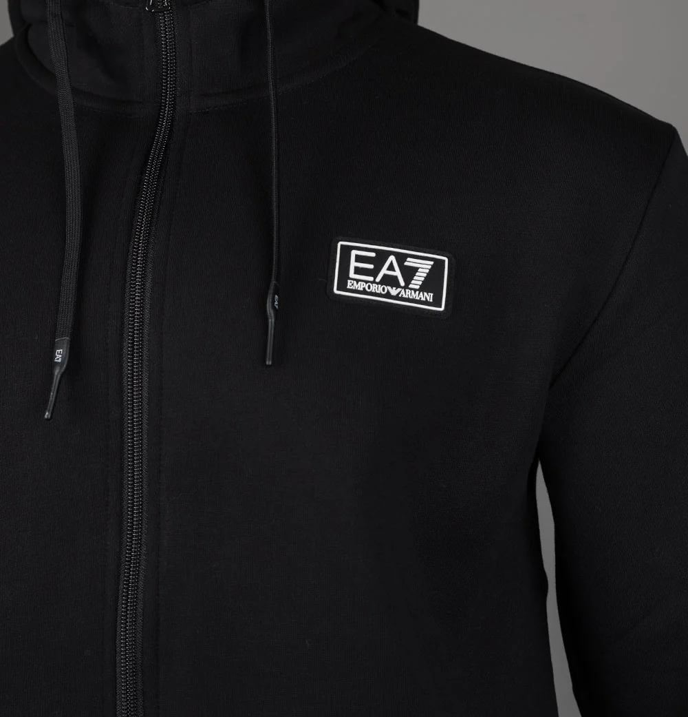 EA7 Logo Series Back Taping Full Zip Hooded Sweatshirt Black - Image 4