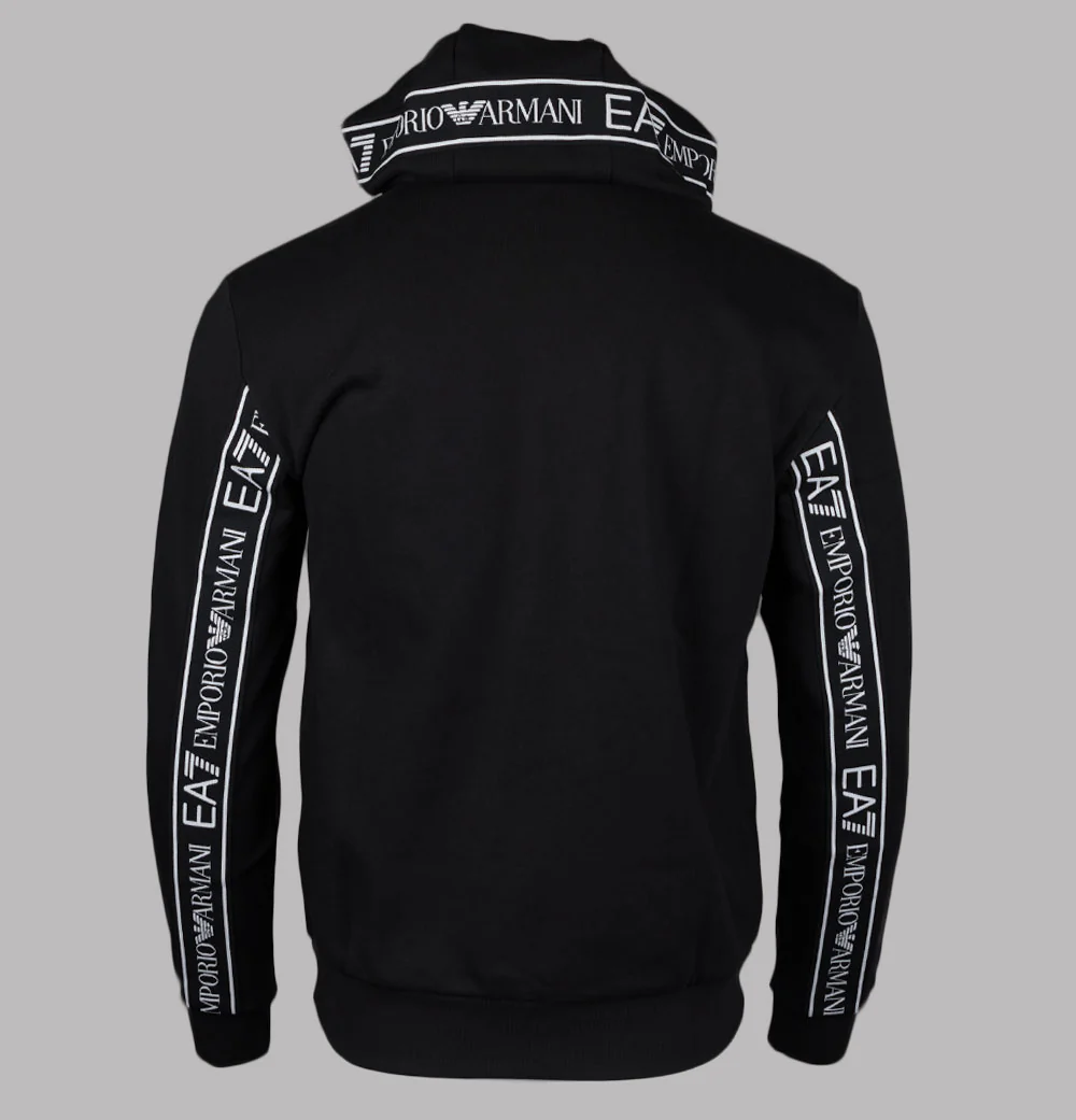 EA7 Logo Series Back Taping Hoodie Black - Image 2