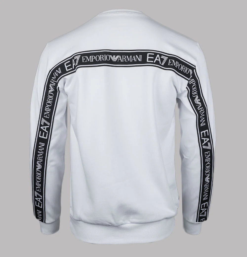 EA7 Logo Series Back Taping Sweatshirt White - Image 2