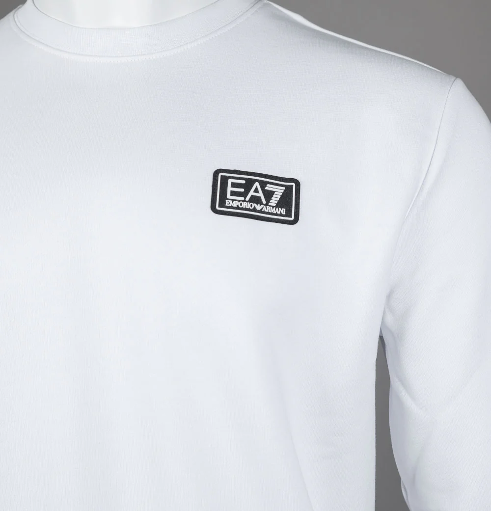 EA7 Logo Series Back Taping Sweatshirt White - Image 3