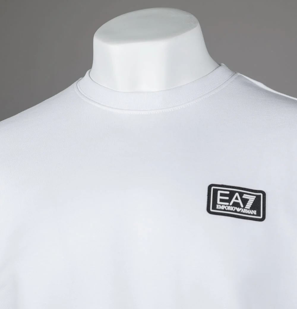 EA7 Logo Series Back Taping Sweatshirt White - Image 4