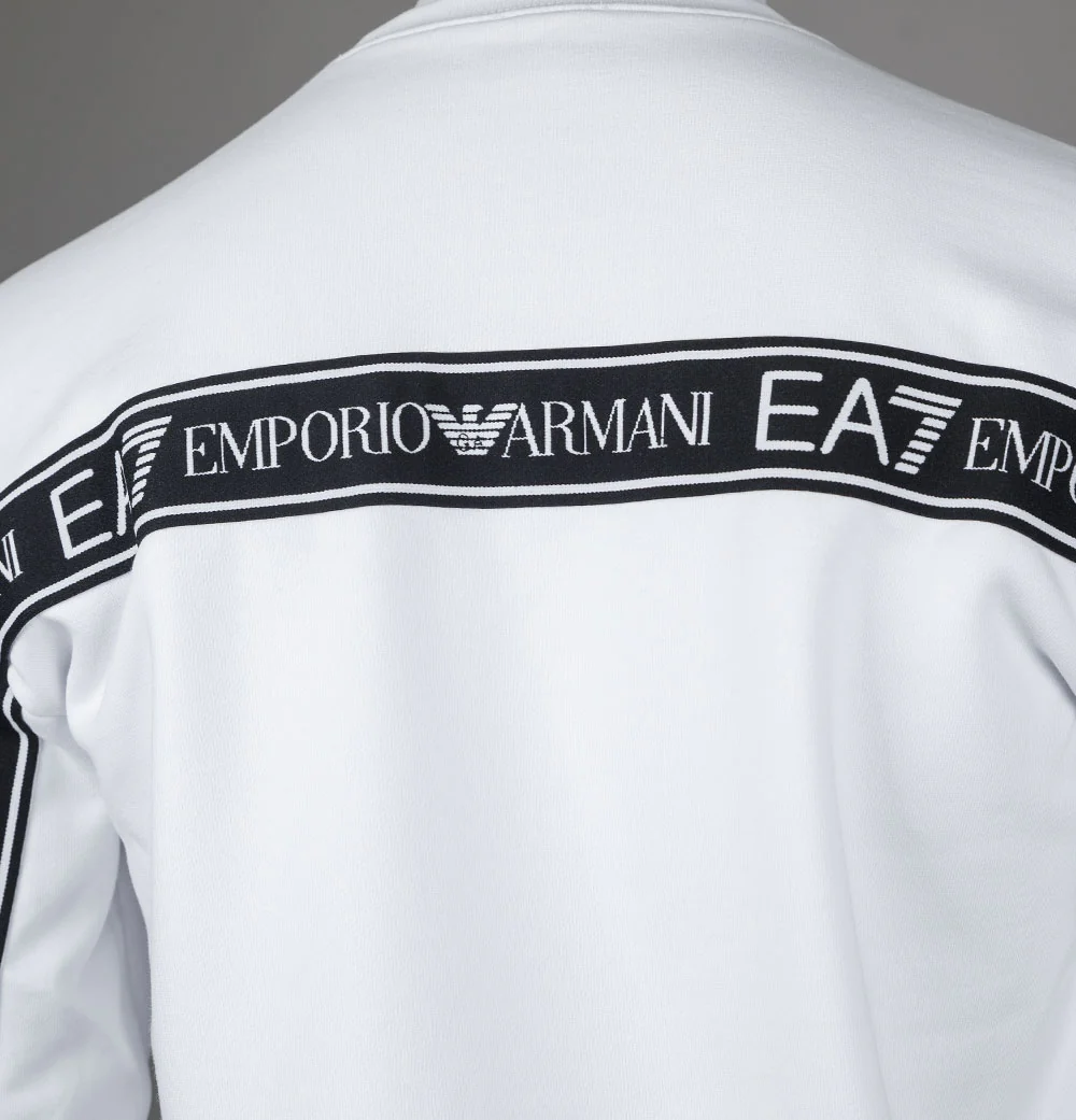 EA7 Logo Series Back Taping Sweatshirt White - Image 5