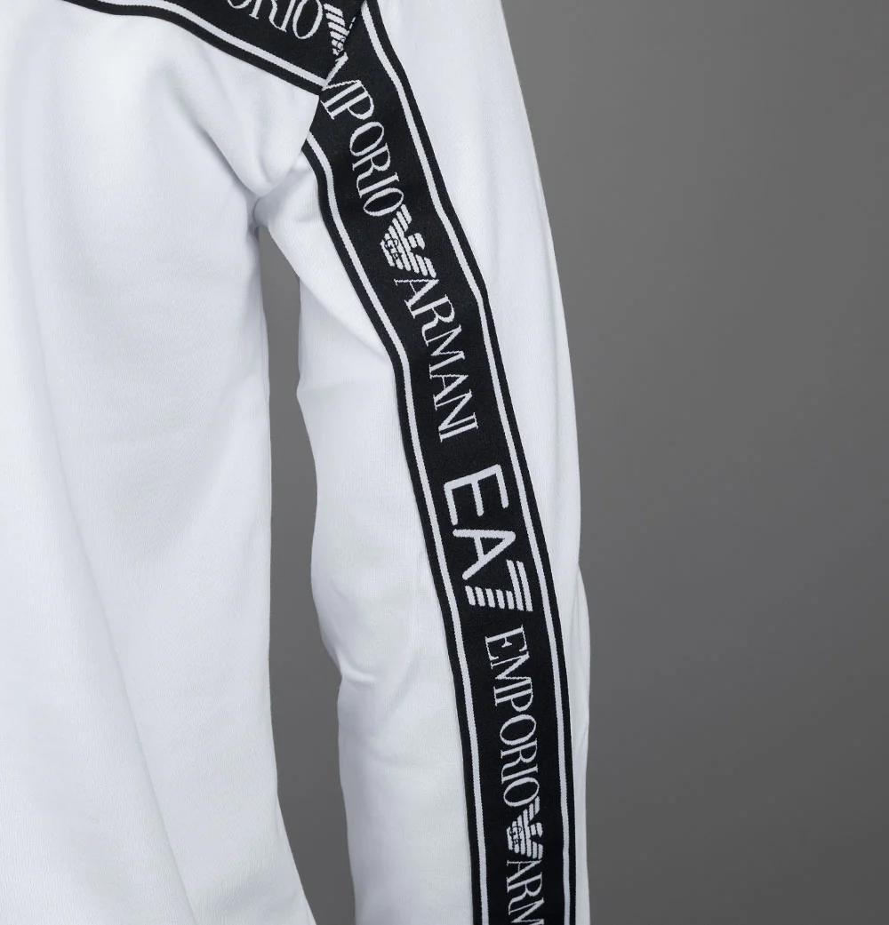 EA7 Logo Series Back Taping Sweatshirt White - Image 6