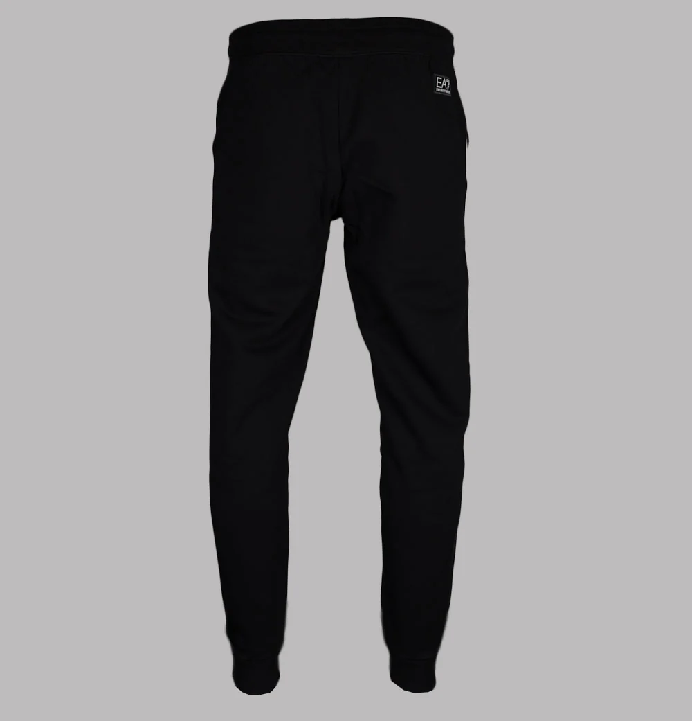 EA7 Logo Series Cotton Blend Taping Joggers Black - Image 3