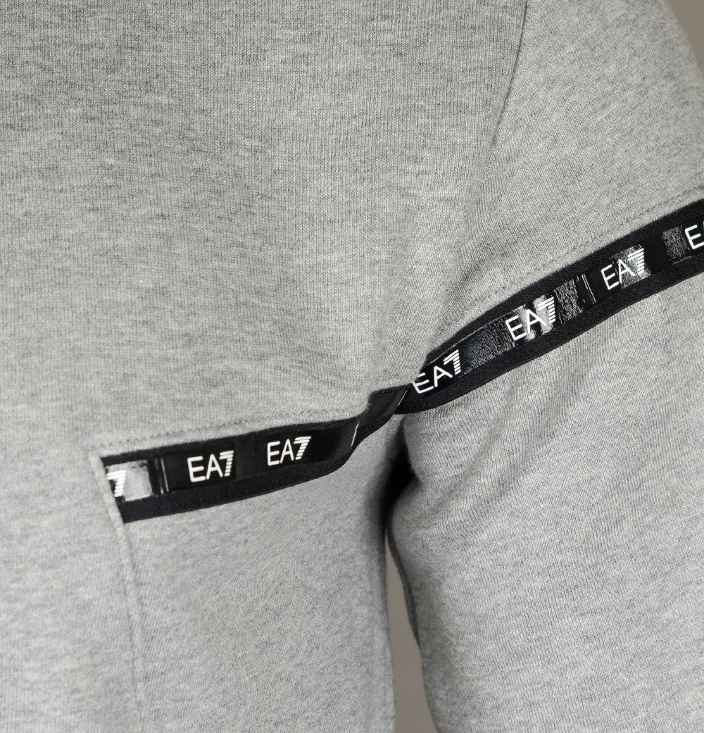 EA7 Logo Series Hooded Sweatshirt Medium Grey - Image 5