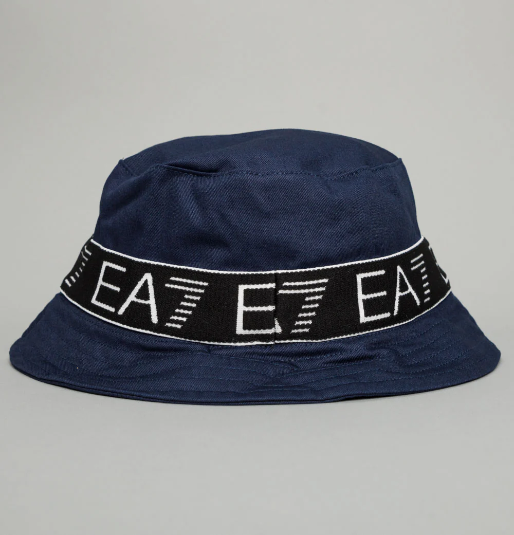 EA7 Logo Series Taping Bucket Hat Navy Blue - Image 3