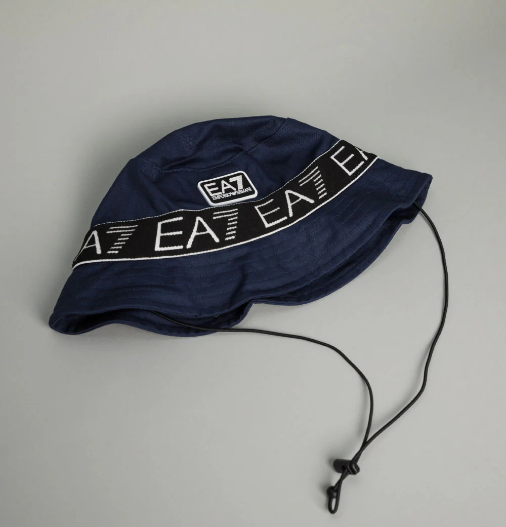 EA7 Logo Series Taping Bucket Hat Navy Blue - Image 4