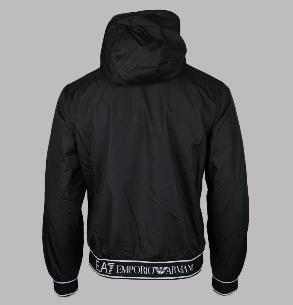 EA7 Logo Series Taping Hooded Bomber Jacket Black/White - Image 2