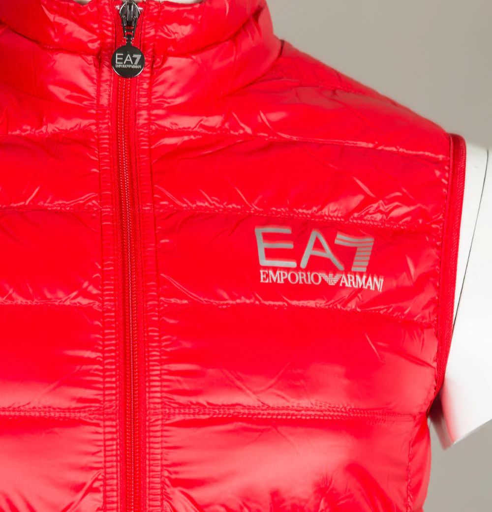 EA7 Quilted Down Gilet Racing Red - Image 4