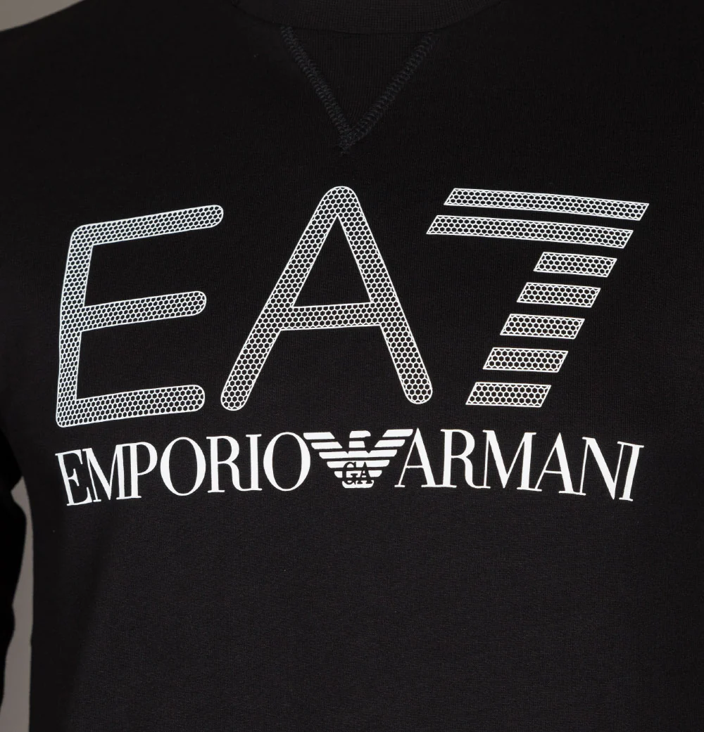 EA7 Rubberised Textured Logo Sweatshirt Black - Image 3