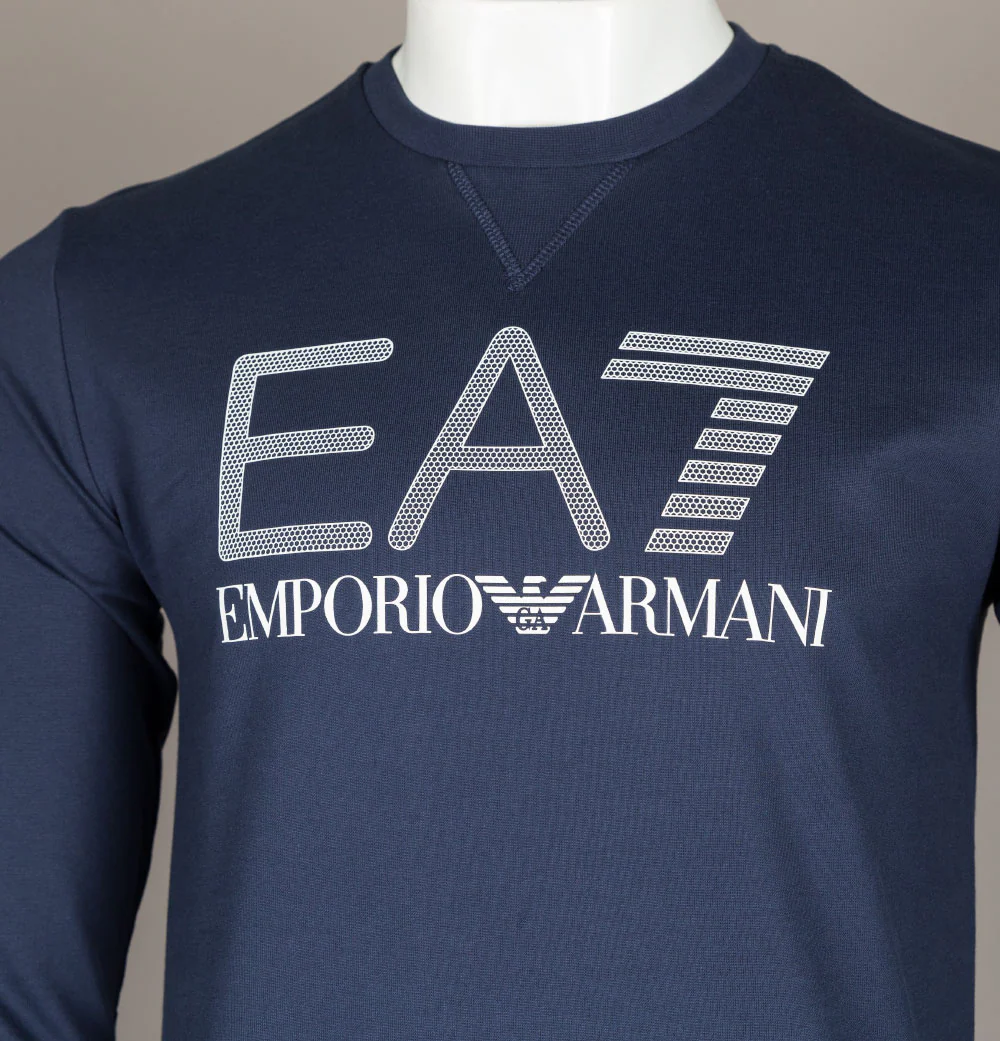 EA7 Rubberised Textured Logo Sweatshirt Navy Blue - Image 3