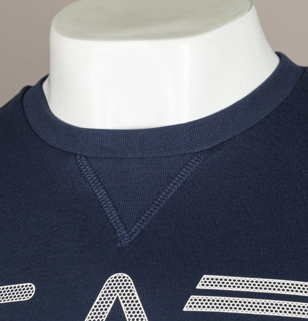 EA7 Rubberised Textured Logo Sweatshirt Navy Blue - Image 4